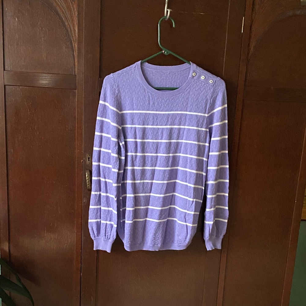 Source Unknown Lavender Striped Women's Sweater